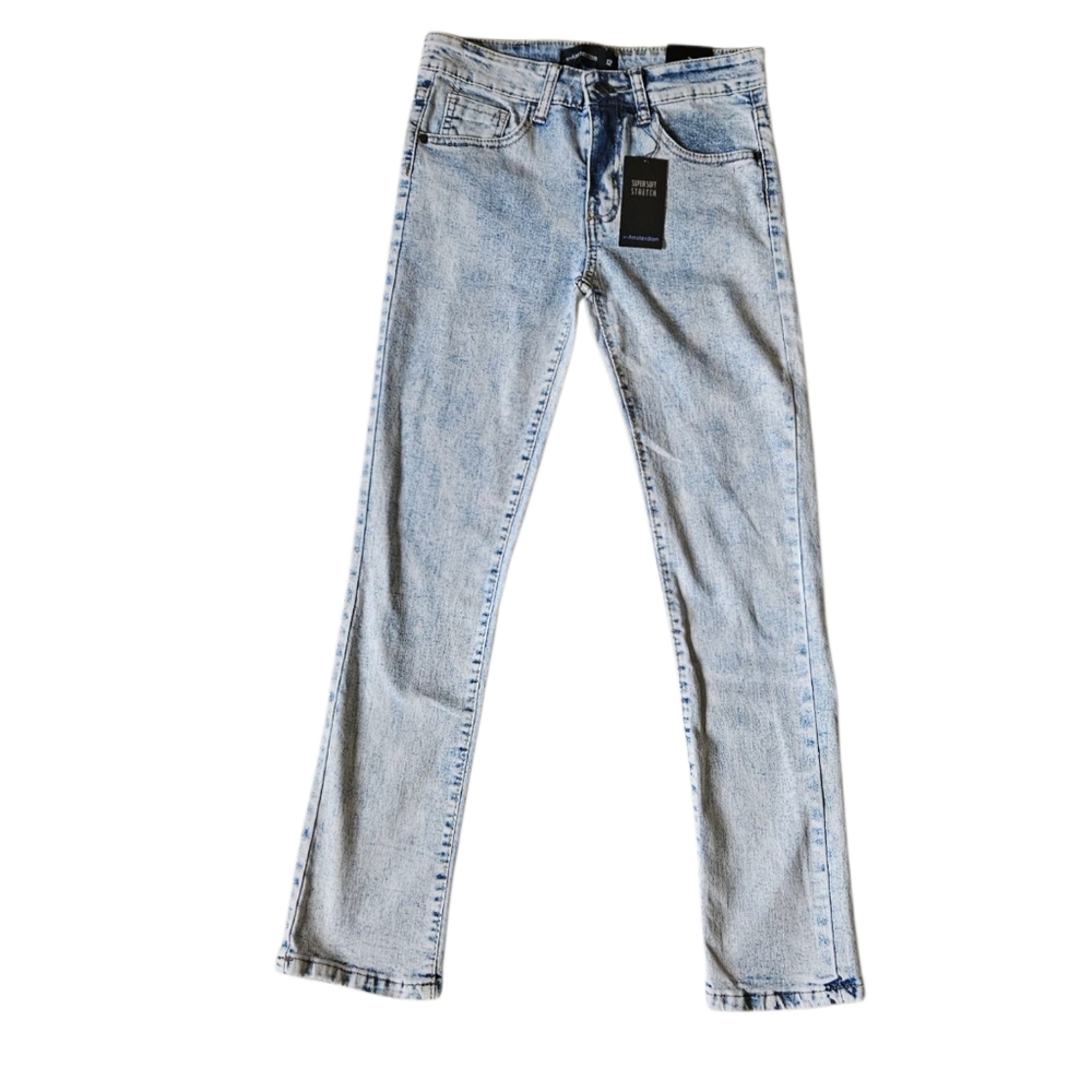N-Amsterdam NWT Boy's Jeans Size 12 Slim Fit Soft Stretch Ice Wash